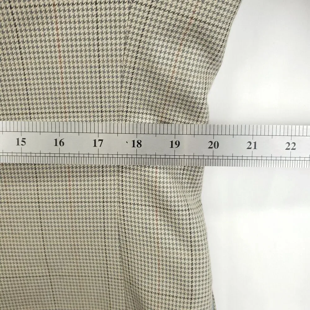 Alan Flusser Blazer Sport Coat Mens 40S Beige Houndstooth Silk Wool Formal